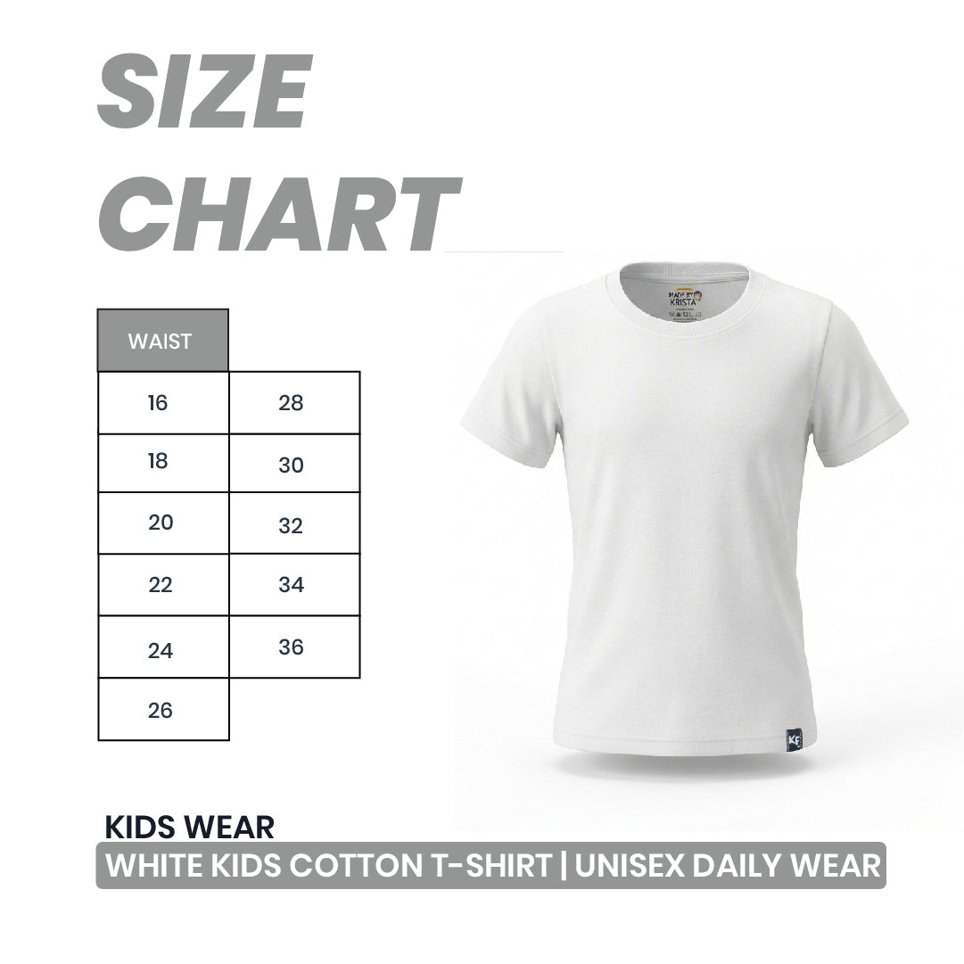 White Kids Cotton T-Shirt | Unisex Daily Wear