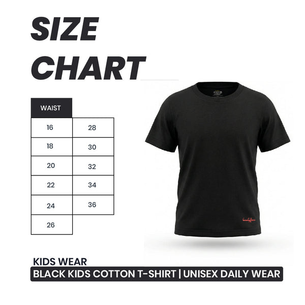 Black Kids Cotton T-Shirt | Unisex Daily Wear