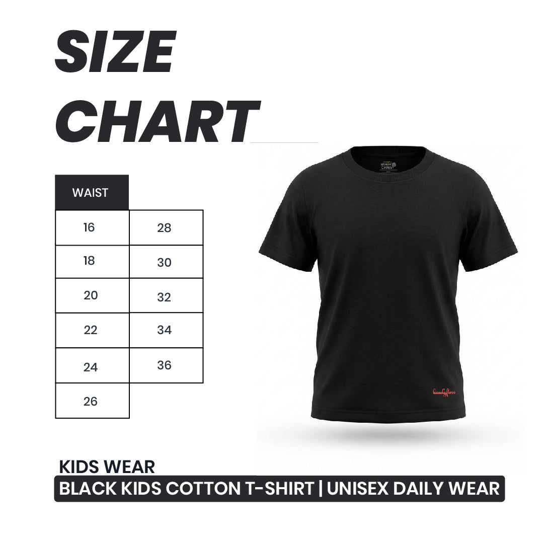 Black Kids Cotton T-Shirt | Unisex Daily Wear