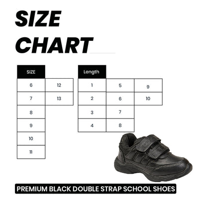 Premium Black Double Strap School Shoes