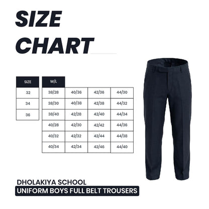 Dholakiya School Uniform Girls Full Belt Trousers