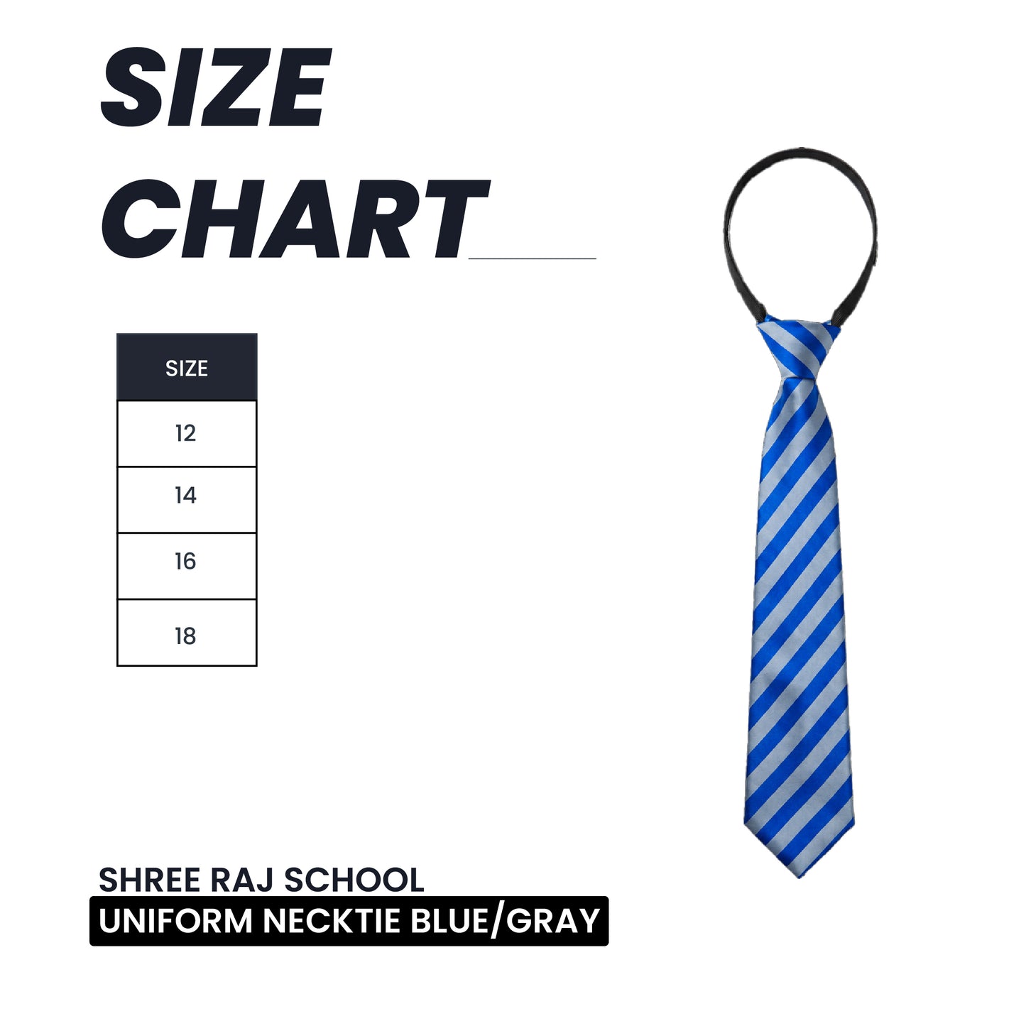 Shri Raj School Uniform Necktie | Blue & Grey