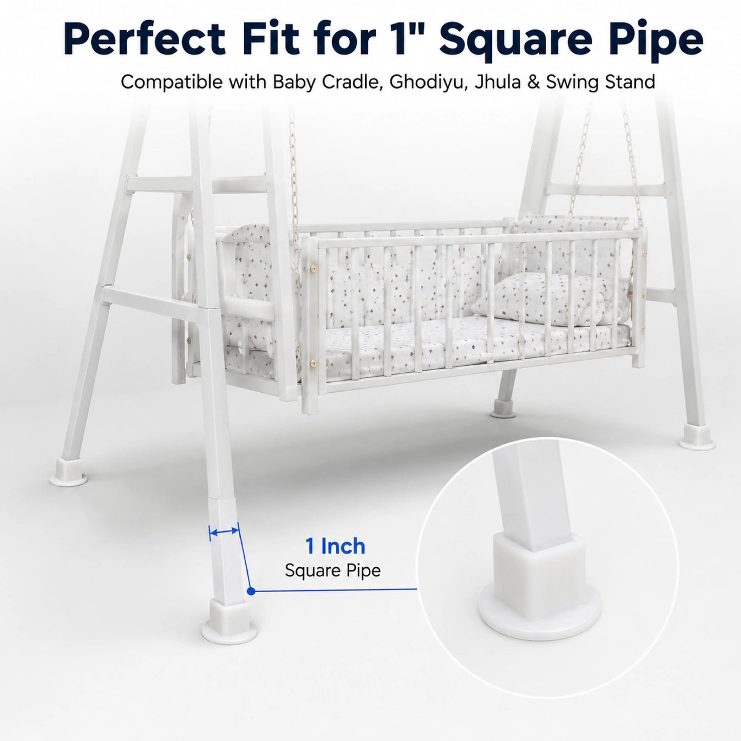 White Anti-Slip Vacuum Rubber Pads for Square Pipe Cradle – 4 Pieces