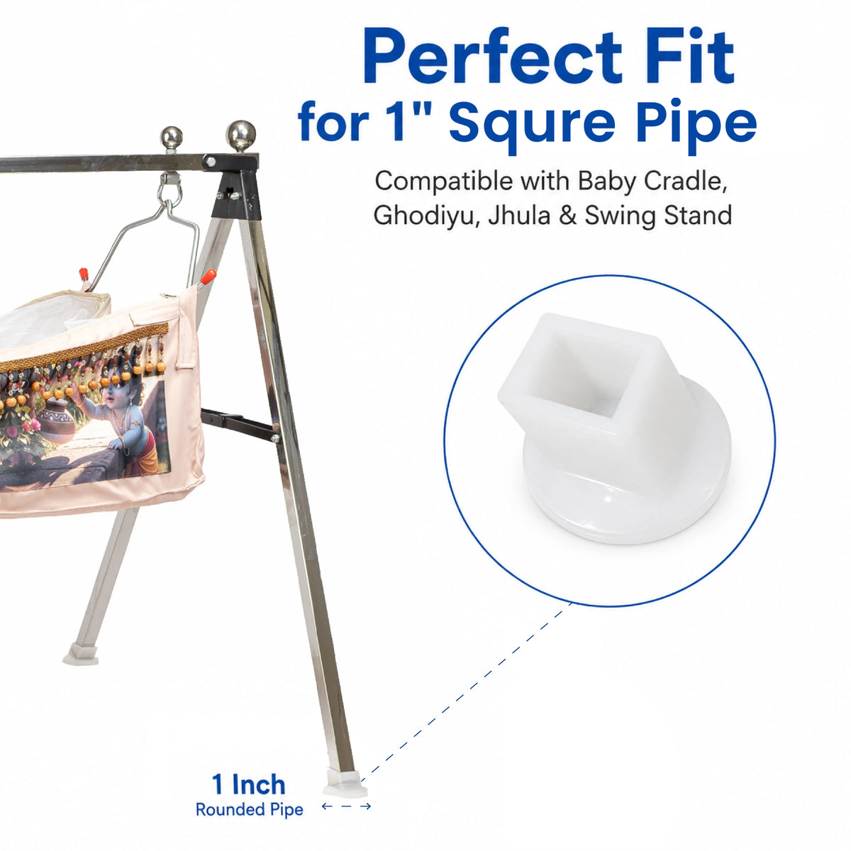 White Anti-Slip Vacuum Rubber Pads for Square Pipe Cradle – 4 Pieces