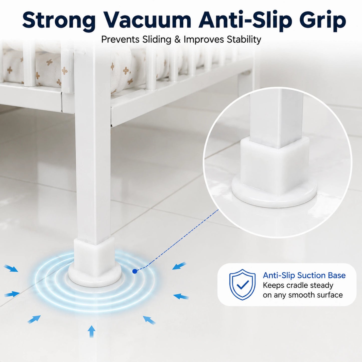 White Anti-Slip Vacuum Rubber Pads for Square Pipe Cradle – 4 Pieces