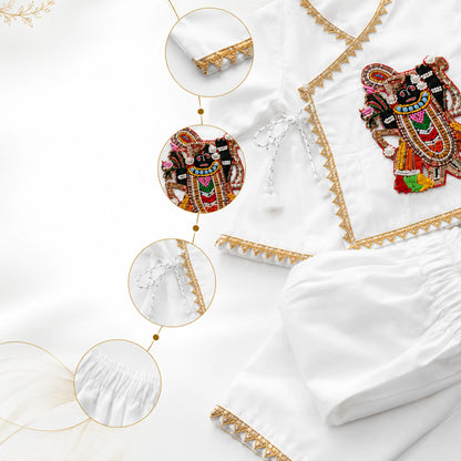 Baby Boy Shree Nathji Chhathi Pujan Ethnic Outfit Set – White