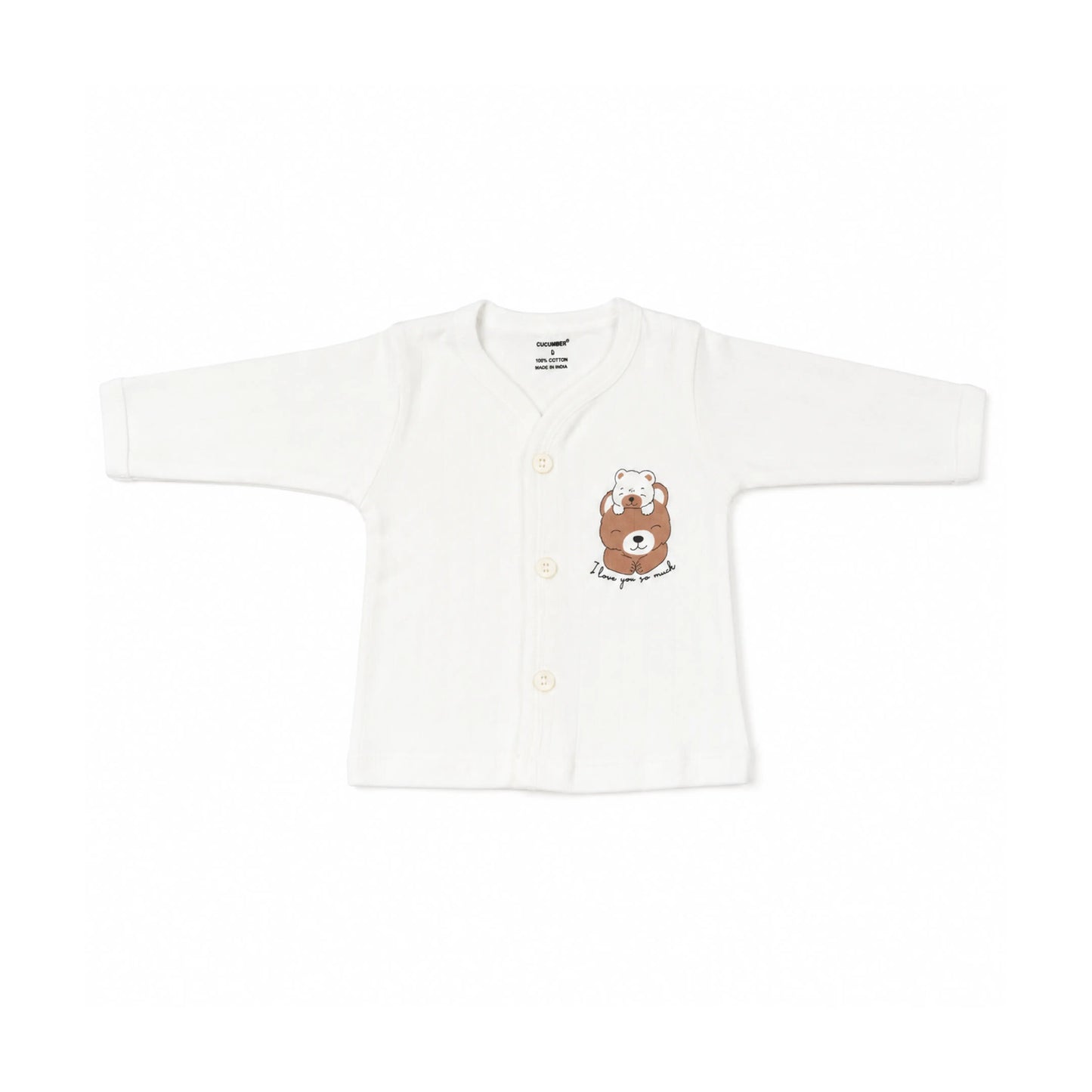 White Cucumber Baby Boy & Girl Cotton Full Sleeve Vest - Pajama Set