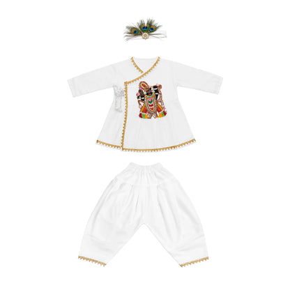 Baby Boy Shree Nathji Chhathi Pujan Ethnic Outfit Set – White