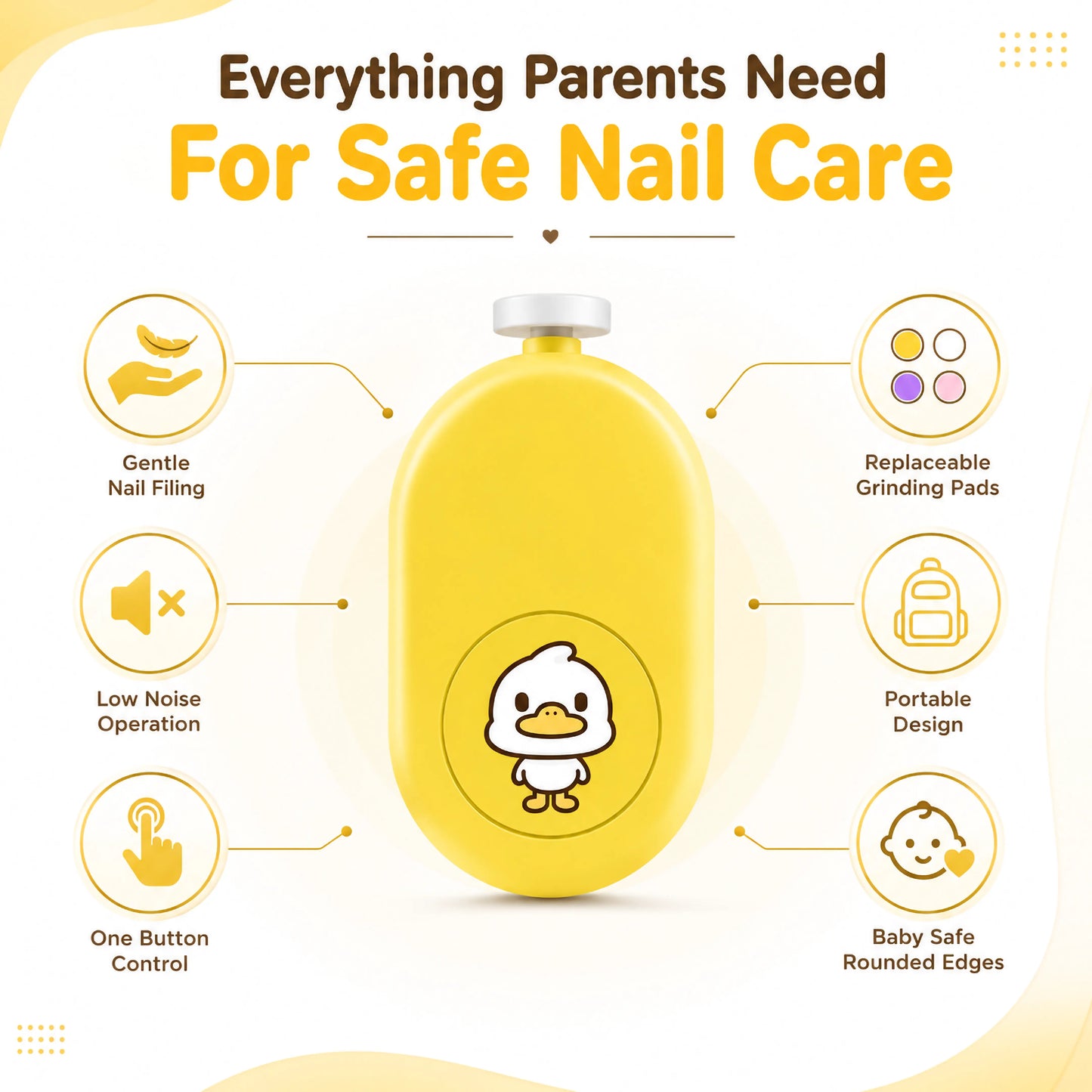 Yellow Duck Electric Baby Nail Trimmer – Safe for Newborns
