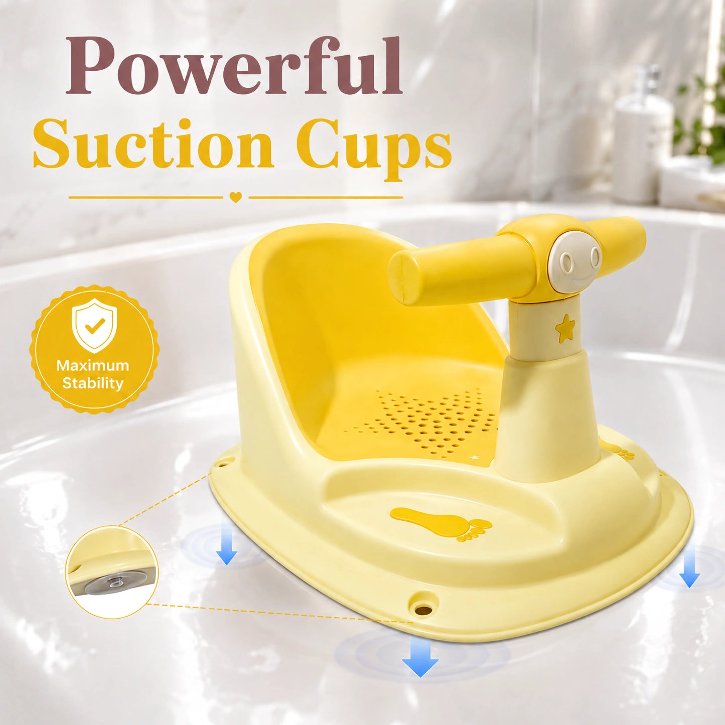 Yellow Baby Bathing Seat with Back Support – Pack of 1