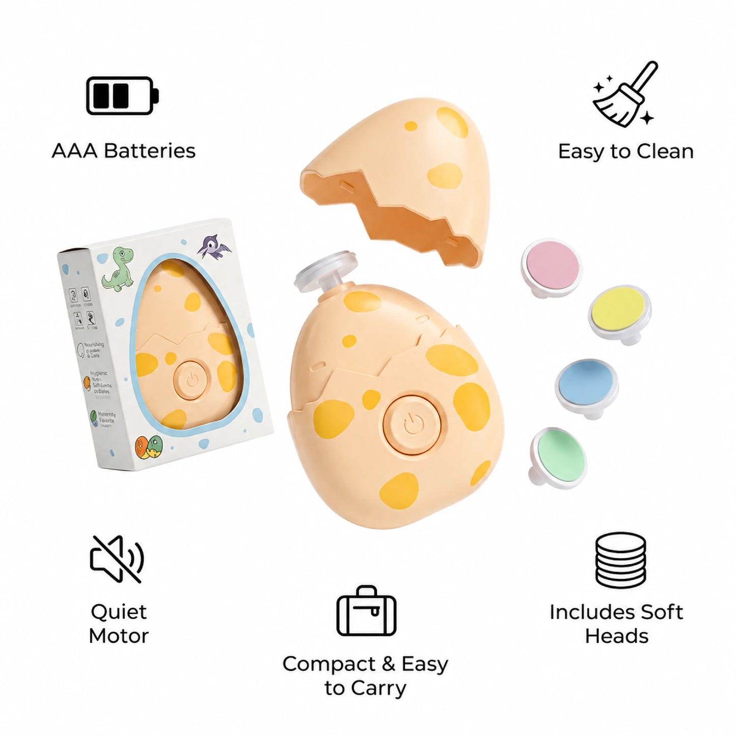 Dinosaur Egg Electric Baby Nail Trimmer – USB Rechargeable