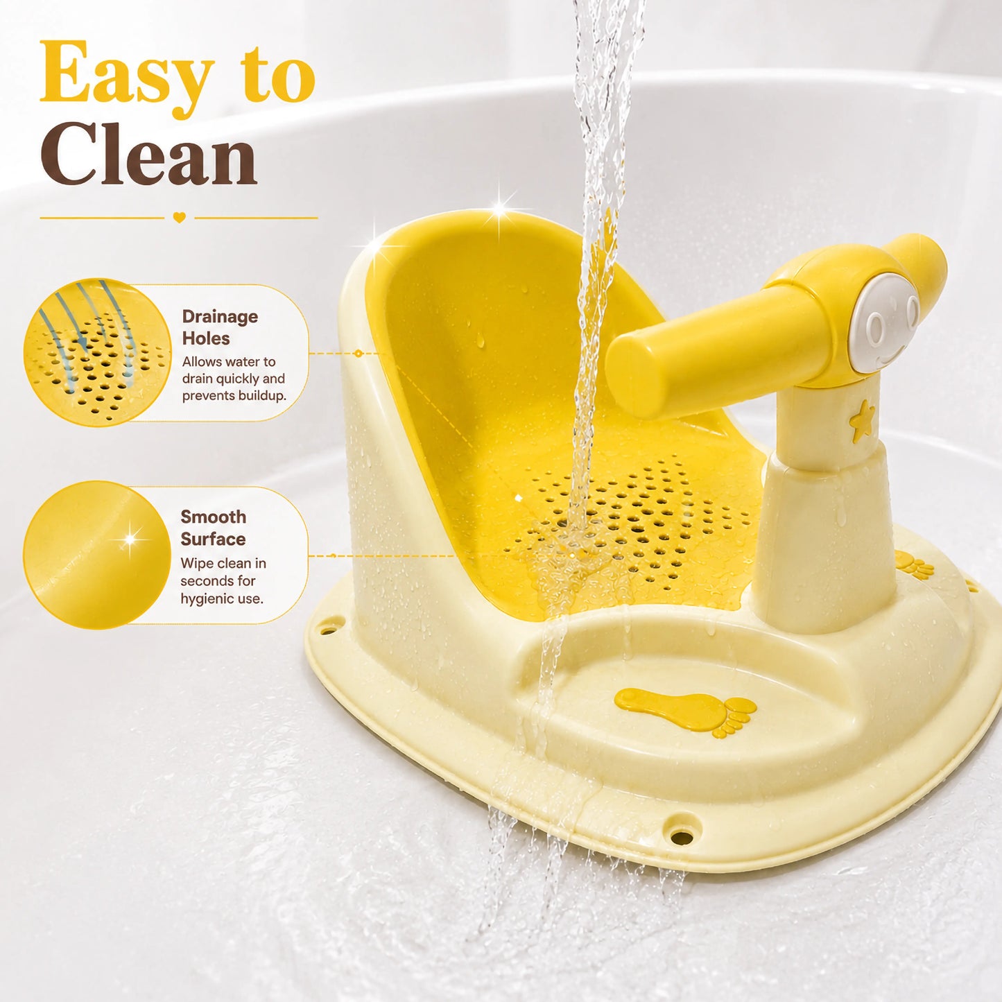 Yellow Baby Bathing Seat with Back Support – Pack of 1