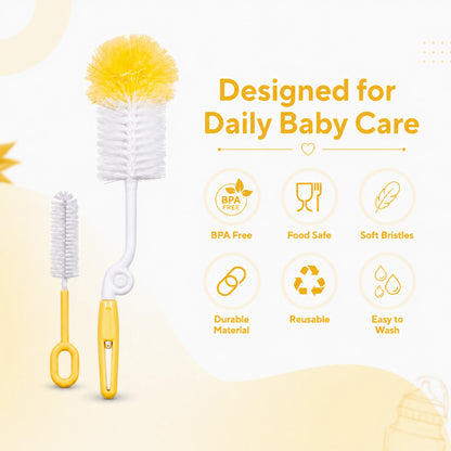 Baby Feeding Bottle Cleaning Brush Set, BPA Free – Yellow
