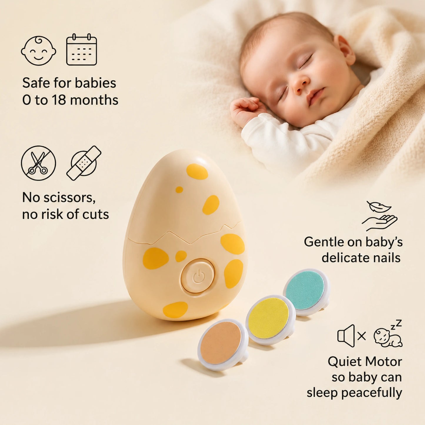 Dinosaur Egg Electric Baby Nail Trimmer – USB Rechargeable