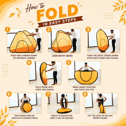 Foldable Pop-Up Mosquito Net Tent - Yellow