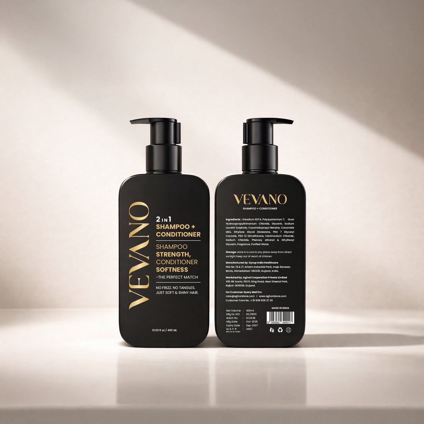 VEVANO 2-IN-1 SHAMPOO + CONDITIONER - 400ml