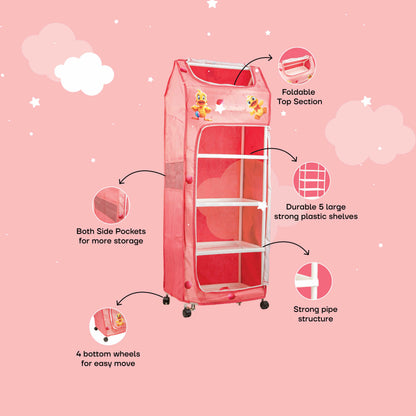 Bubzee Kids Fabric Wardrobe with Wheels | Storage Organizer