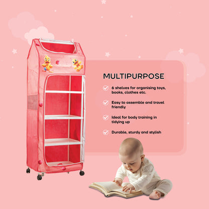 Bubzee Kids Fabric Wardrobe with Wheels | Storage Organizer