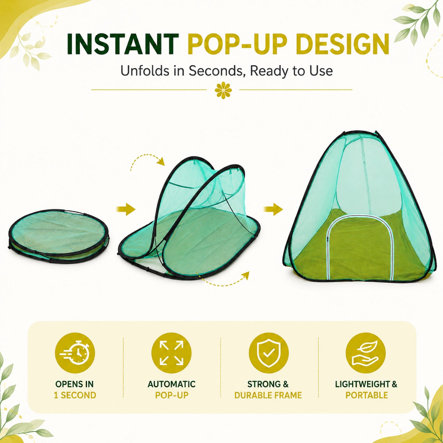 Foldable Pop-Up Mosquito Net Tent – Green