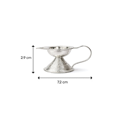 Shivora Silver Pooja Diya with Holder