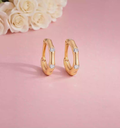Shivora Minimal Crystal Huggie Hoops