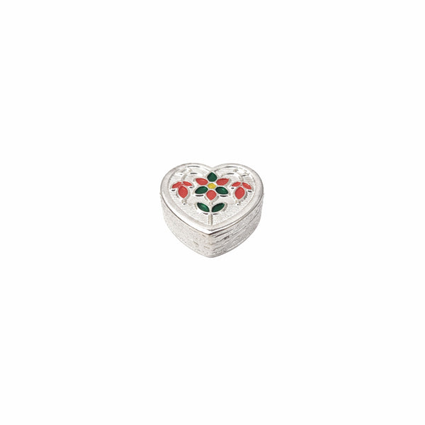Shivora Silver Heart & Round Floral Sindoor Dibbi Set for Wedding | Kumkum Box ( 1 Piece )