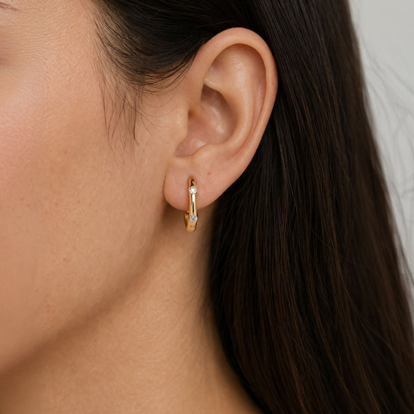Shivora Minimal Crystal Huggie Hoops