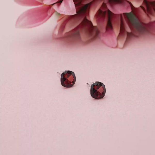 Shivora Deep Red Crystal Stud Earrings