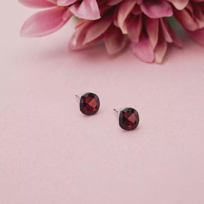 Shivora Deep Red Crystal Stud Earrings