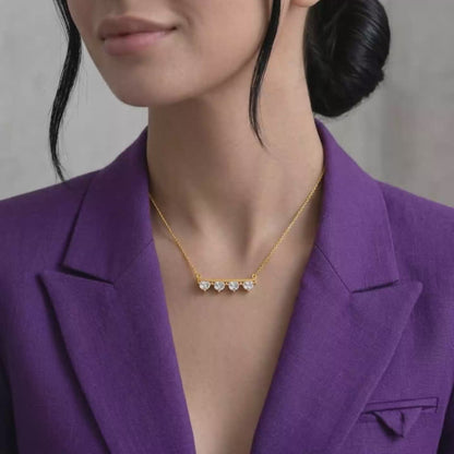 Shivora Golden Heartline Crystal Necklace