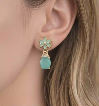 Shivora Mint Blossom Crystal Drop Earrings