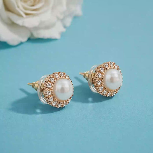 Shivora Classic Pearl Halo Stud Earrings