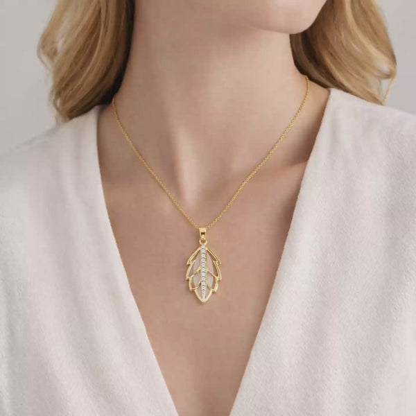 Shivora Crystal Leaf Pendant Necklace