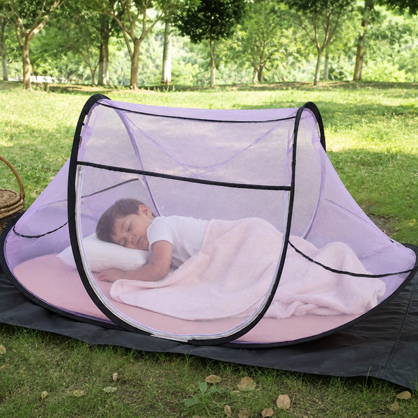 Foldable Single Bed Mosquito Net | Polyester 30GSM mesh - Purple
