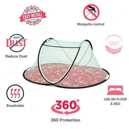 Foldable Single Bed Mosquito Net | Polyester 30GSM mesh - Green