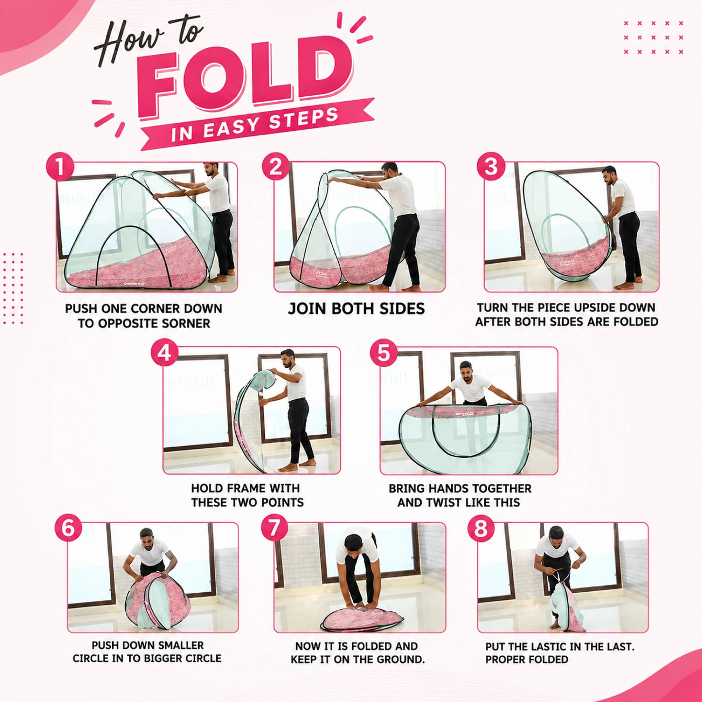 Foldable Single Bed Mosquito Net | Polyester 30GSM mesh - Green