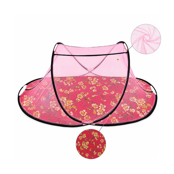 Foldable Single Bed Mosquito Net | Polyester 30GSM mesh - Light Pink